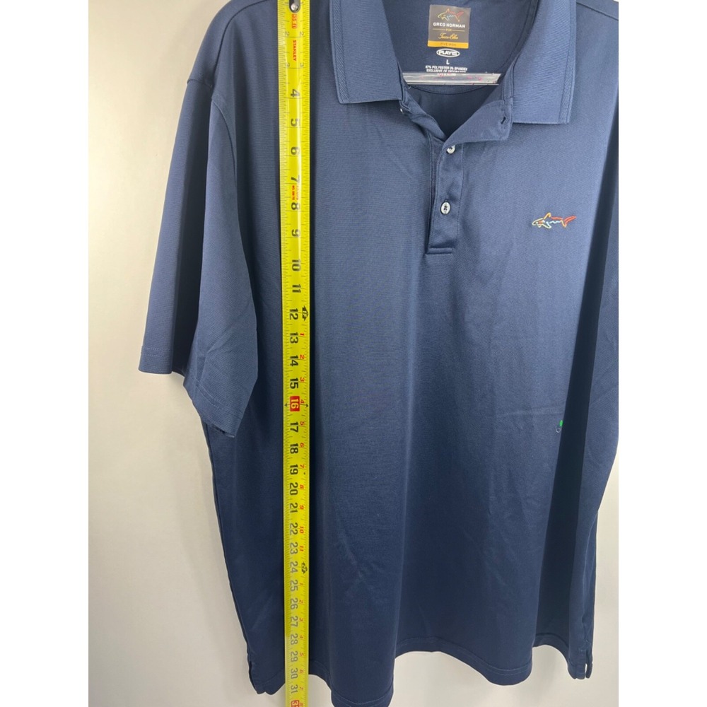 Greg Norman For Tasso Elba Five Iron Play Dry Polo Men's Sz L Navy Short Sleeve - Picture 8 of 11